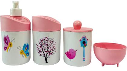 Imagem de Kit Higiene Bebê Jardim Encantado Menina com Bandeja Nuvem MDF