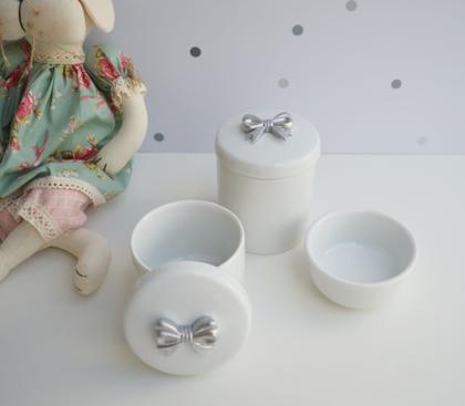 Imagem de Kit Higiene Bebê K015 Prata Porcelanas Decoração Quarto Banho