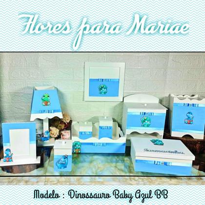Imagem de Kit Higiene bebê Mdf 10 peças - DINOSSAURO BABY azul bb