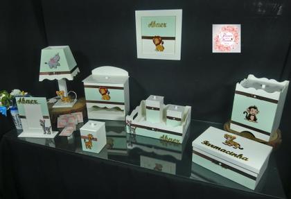 Imagem de Kit Higiene bebê Mdf 10 peças menino - SAFARI VERDE CLARO