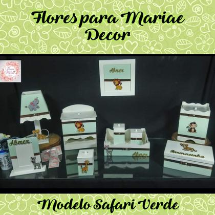Imagem de Kit Higiene bebê Mdf 10 peças menino - SAFARI VERDE CLARO