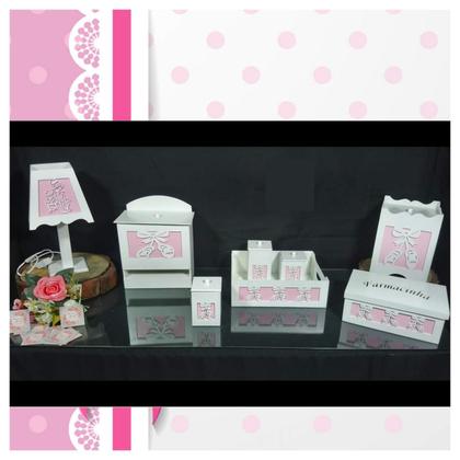 Imagem de kit higiene bebe mdf decorado 8pçs - BAILARINA MENINA