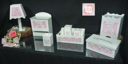 Imagem de kit higiene bebe mdf decorado 8pçs - BAILARINA MENINA