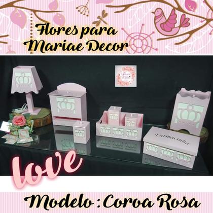 Imagem de kit higiene bebe mdf decorado 8pçs - COROA ROSA BB