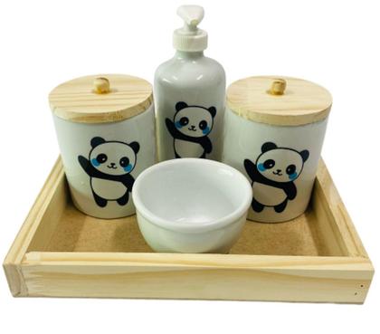 Imagem de Kit Higiene Bebê Pandinha Menino Porcelana