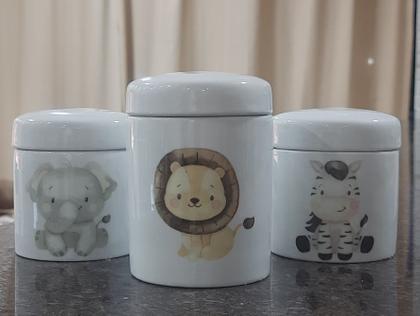 Imagem de Kit higiene bebê Safari 3 potes - Tudo Porcelana