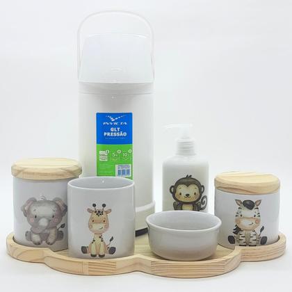 Imagem de Kit higiene bebê Safari 7 pçs Bdj Nuvem pinus Molh Red Dec