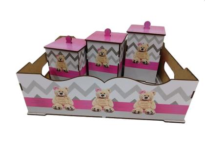 Imagem de Kit Higiene Bebe Safari Maternidade Com Trio De Quadros Mdf