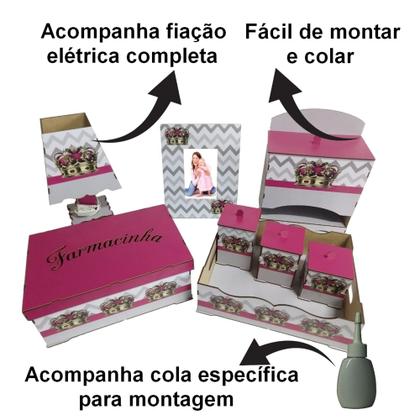 Imagem de Kit Higiene Bebe Safari Maternidade Com Trio De Quadros Mdf