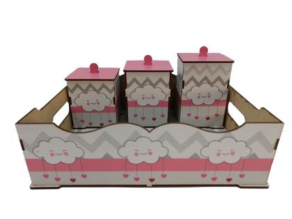 Imagem de Kit Higiene Bebe Safari Maternidade Com Trio De Quadros Mdf