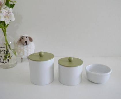 Imagem de Kit Higiene Branco Bebê Porcelana Unissex Colorido Banho K163