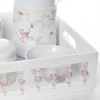 Imagem de Kit Higiene Com Porcelanas E Capa Pedra Rosa Quarto Bebê Menina