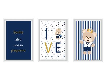 Imagem de Kit Higiene Com Trio De Quadrinhos Bebe Urso Rosa Decoração