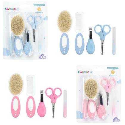 Imagem de Kit Higiene Cuidados Para Bebê Com 5 Peças Cerdas Naturais Pimpolho