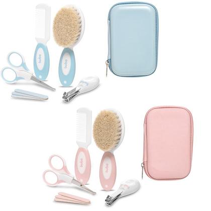 Imagem de Kit Higiene Cuidados Para O Bebê 5 Peças Com Estojo 0m+ Cerdas Naturais - Buba Baby