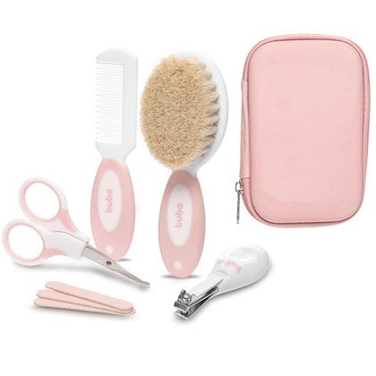 Imagem de Kit Higiene Cuidados Para O Bebê 5 Peças Com Estojo 0m+ Cerdas Naturais Buba