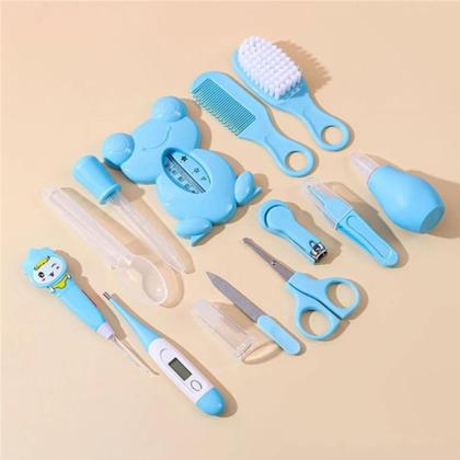 Imagem de Kit Higiene Cuidados Saúde Bebê Recém Nascido Termômetro 13pc Azul Rosa Menino e Menina