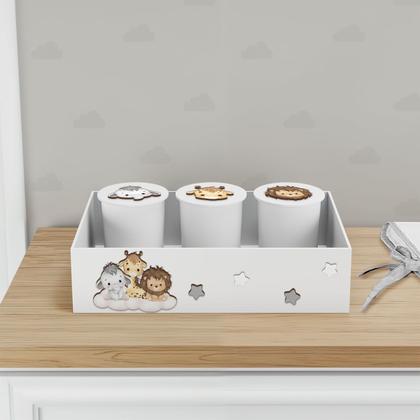 Imagem de Kit Higiene Mdf 8 peças Decoração Bebê Safari Baby Nuvem
