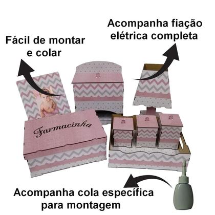 Imagem de Kit Higiene Mdf Princesa Rose Decoração Quarto Menina