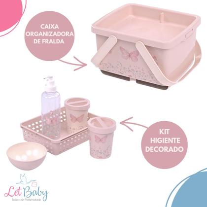 Imagem de Kit Higiene Organizador Fraldas Bebê 5 Pçs Plasútil Lixeira