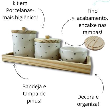 Imagem de kit higiene porcelana poa colorido