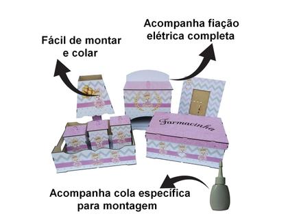 Imagem de Kit Higiene Princesa Menina Mdf Decoração Quarto Bebe Rose