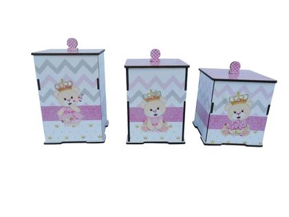 Imagem de Kit Higiene Princesa Menina Mdf Decoração Quarto Bebe Rose