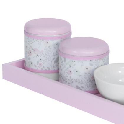 Imagem de Kit Higiene Slim Rosa Capa Jardim Rosa Quarto Bebê Menina