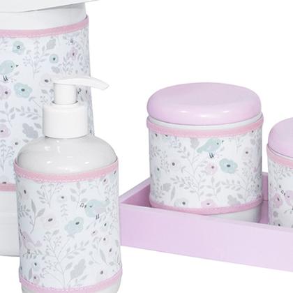 Imagem de Kit Higiene Slim Rosa Garrafa Grande Capa Jardim Rosa Quarto Bebê Menina