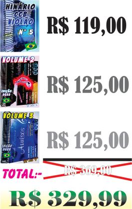 Imagem de Kit Hinários Violão, CCB Vol. 5 e Avulsos Vol 2 E 3 Só Hinos ATUAIS !!!