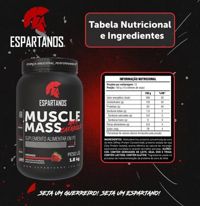 Imagem de Kit Hipercalórico Muscle Mass + Bcaa + Creatina + Glutamina + Copo - Espartanos Suplementos