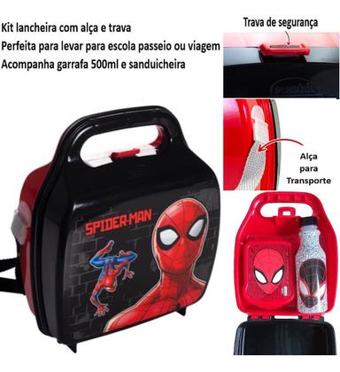 Imagem de Kit Homem Aranha Porta Lanche Lancheira Garrafa Sanduicheira