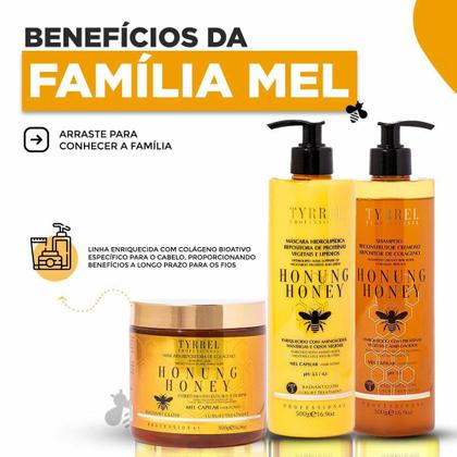 Imagem de Kit HONUNG HONEY Tyrrel Professinal ( shampoo 500g e Mascara hidrolipdica 500g )