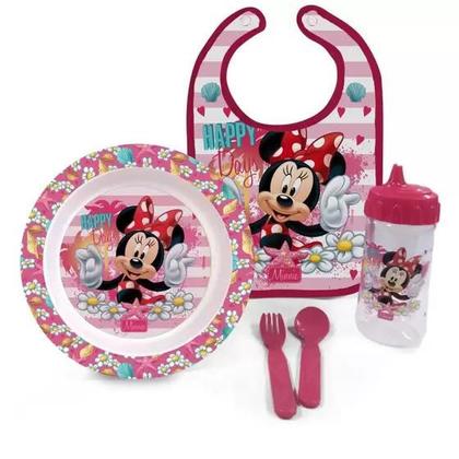 Imagem de Kit Hora da Papinha Minnie Disney Babador/Prato/Talher e Copo - Baby Go