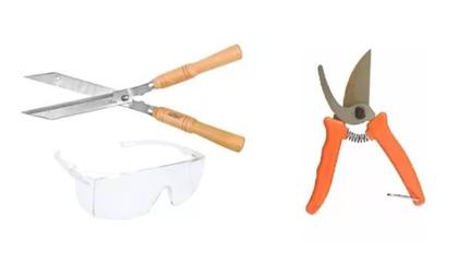 Imagem de Kit Horta Jardim Tesoura Poda / Grama Tramontina Serrote DEBRINDE OCULOS