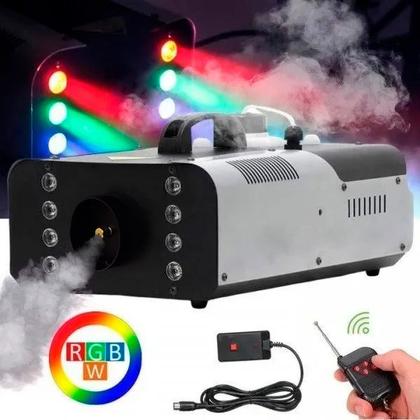 Imagem de Kit Iluminação Festa Dj Som Led Luz Projetor Holográfico efeito RGB Canhão DMX Sensor Rítmico Maquina de Fumaça 2000w 3L