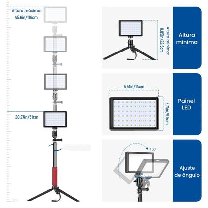 Imagem de Kit Iluminação Luz Led Neewer Zc10s 5600k Usb Com Filtro De Cor E Tripé