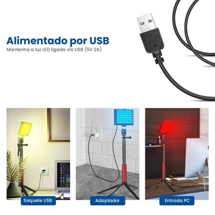 Imagem de Kit Iluminação Luz Led Neewer Zc10s 5600k Usb Com Filtro De Cor E Tripé