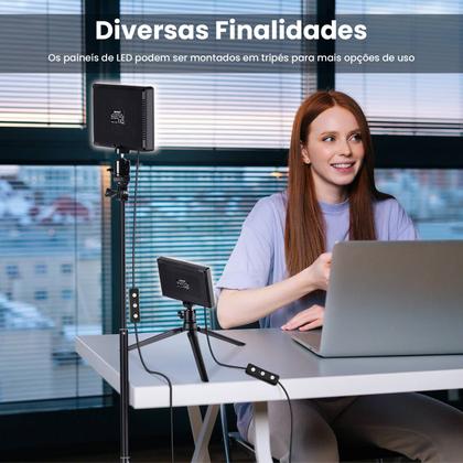 Imagem de Kit Iluminação Luz Led Neewer Zc10s 5600k Usb Com Filtro De Cor E Tripé