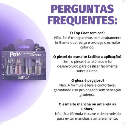 Imagem de Kit Impala Pov Luara: 2 Esmaltes, 1 Top Coat e 1 Gloss Labial