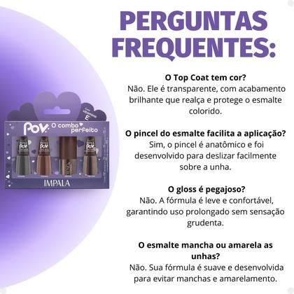 Imagem de Kit Impala Pov Marcella: 2 Esmaltes, 1 Top Coat e 1 Gloss Labial