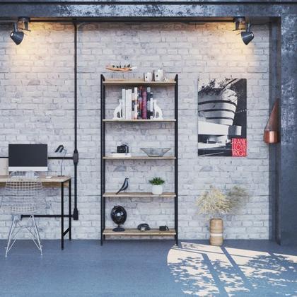 Imagem de Kit Industrial 2 Peças Escrivaninha com Estante Active Yescasa