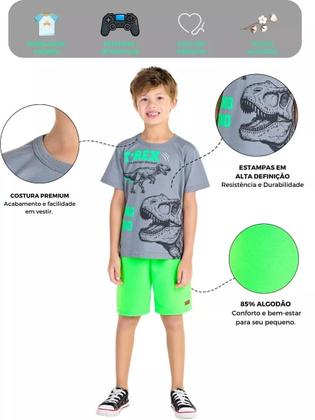 Imagem de Kit Infantil 4 Peças De Roupas Menino Infantil 4 Conjuntos de verão 2 Camisetas 2 bermudas shorts Masculino