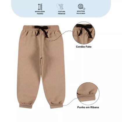 Imagem de Kit Infantil 5 Calças de Moletom Peluciado Menino Masculino conforto e estilo calças para meninos