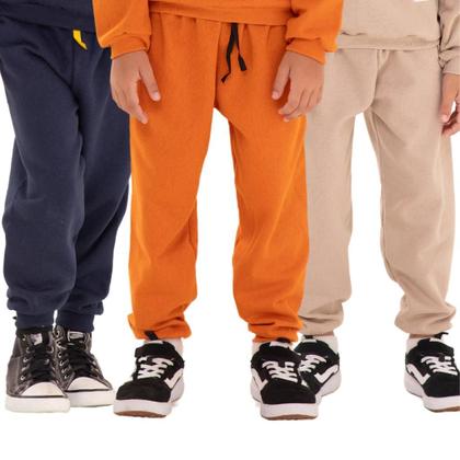 Imagem de Kit Infantil 5 Calças de Moletom Peluciado Menino Masculino conforto e estilo calças para meninos