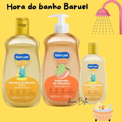 Imagem de Kit Infantil Baruel Baby Suave -Shampoo 400ml l+ Cond 210ml+ Sabonete Liq 400ml Glicerina