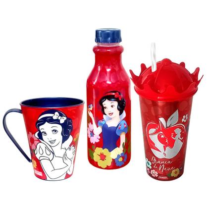 Imagem de Kit Infantil Branca de Neve com Copo Coroa Caneca e Garrafinha