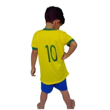 Imagem de Kit Infantil Brasil Camisa E Calção Torcedor Verde Amarelo