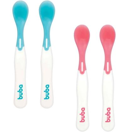 Imagem de Kit Infantil Colheres Termossensível Com 2   Buba Azul