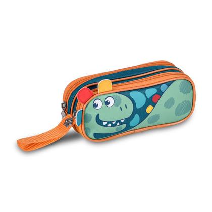 Imagem de Kit Infantil Dinossauros Mochila Costas com Dois Estojos Escolares